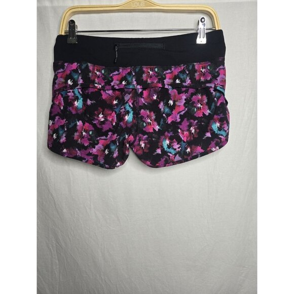 Lululemon Speed Short Mini Midnight Bloom Black Deep Fuschia Size 6 - Picture 1 of 11